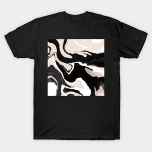 Black and white liquid paint T-Shirt